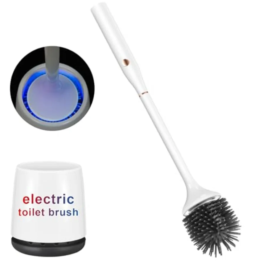 

Electric Toilet Brush and Holder Set, Toilet Bowl Brush, Wireless Electric Spin Scrubber, with Silicone Brush Head Self-Cleanin