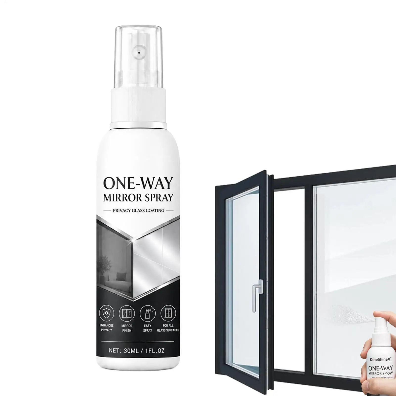 Window Frosting Spray 30ml One Way Mirror Glass Coating Temporary Privacy Film Agent Removable Mist for Home Office Car Windows