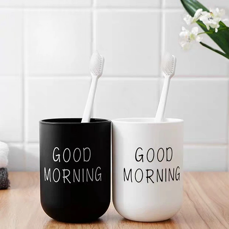 Good Morning Toothbrush Cup, Household Portable Rinse Cup, Couple Bathroom Tooth Mug