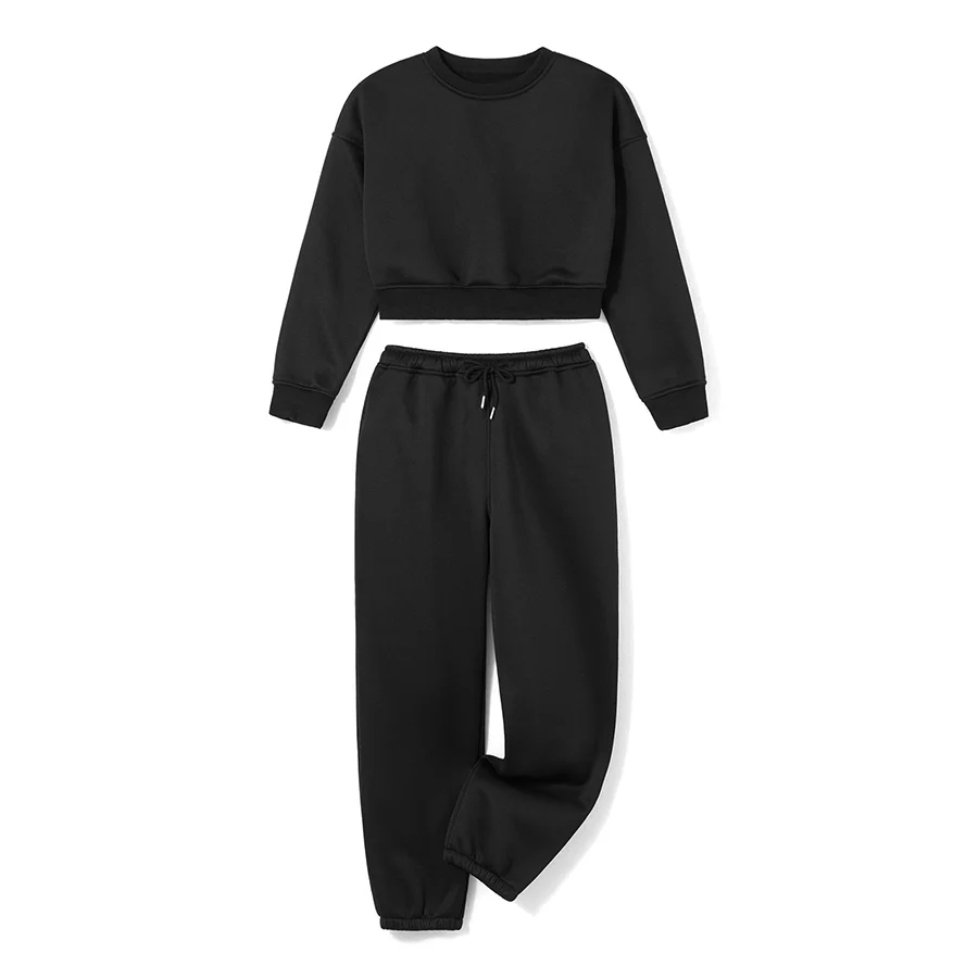 

Tracksuit Women 2 Piece Outfits Long Sleeve Crewneck Cropped Sweatshirt Drawstring Sweatpants Jogger Travel Airport Outfits