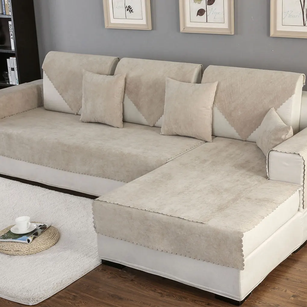Khaki Couch Covers Wide Application Made With Polyester Fiber Easy To Clean Soft And Comfortable