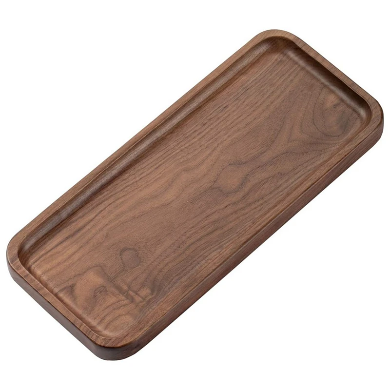 

2X Walnut Serving Tray Solid Wood Small Tray Rectangle Platter Bathroom Tray Dinner Tray Tea Tray Coffee Tray