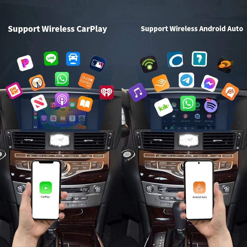 Wireless CarPlay Android Auto for Infiniti QX60 QX70 Q70 Mirror Aftermarket CameraCarPlay Upgrade Retrofit Multimedia Navigation