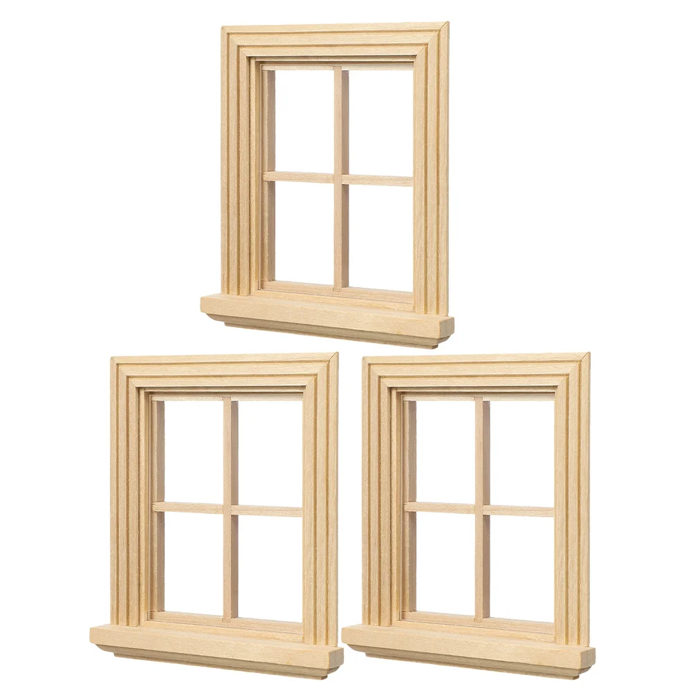 

3 шт. миниатюрные оконные рамки для кукольного домика, размер 1:12, сделай сам, деревянные окна для украшения крошечного дома, наборы для хобби