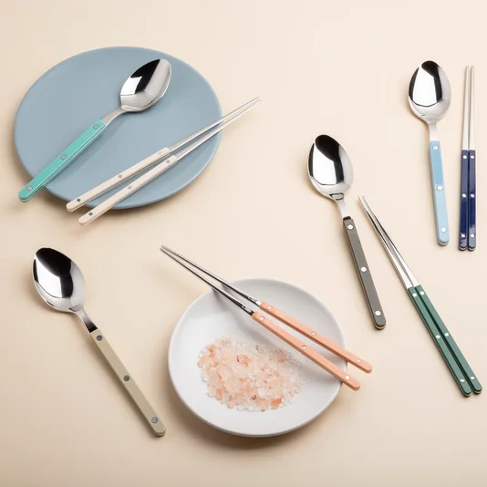 Juego de Cubiertos de Estilo Coreano de 2 Piezas, o Inoxidable 304 de ado Alimenticio, Palillos y Cuchara con Mango de ...