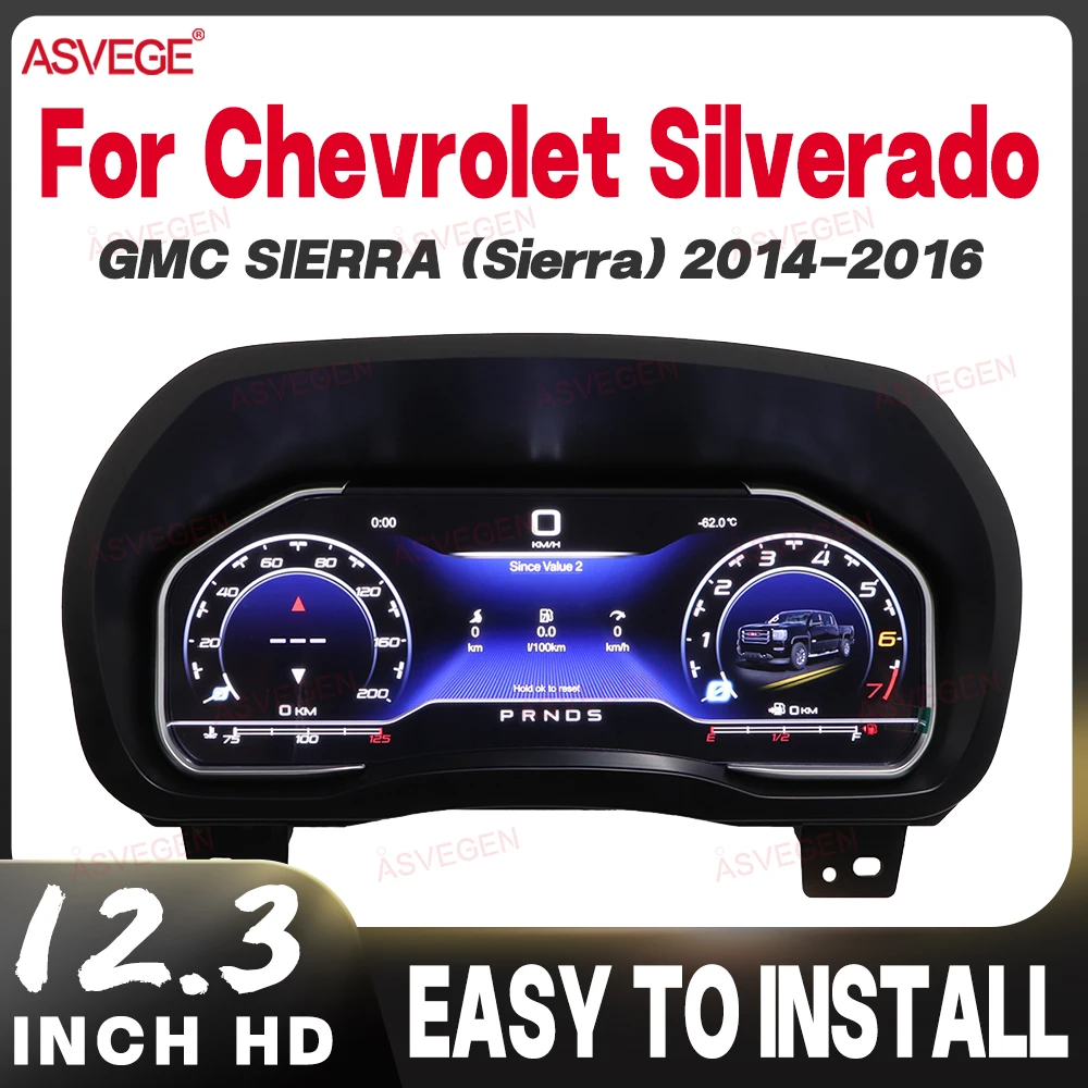 

12.3" Digital Cluster for Chevrolet Silverado GMC Sierra 2014-2016 Android LCD Instrument Dashboard Screen Speedometer Unit