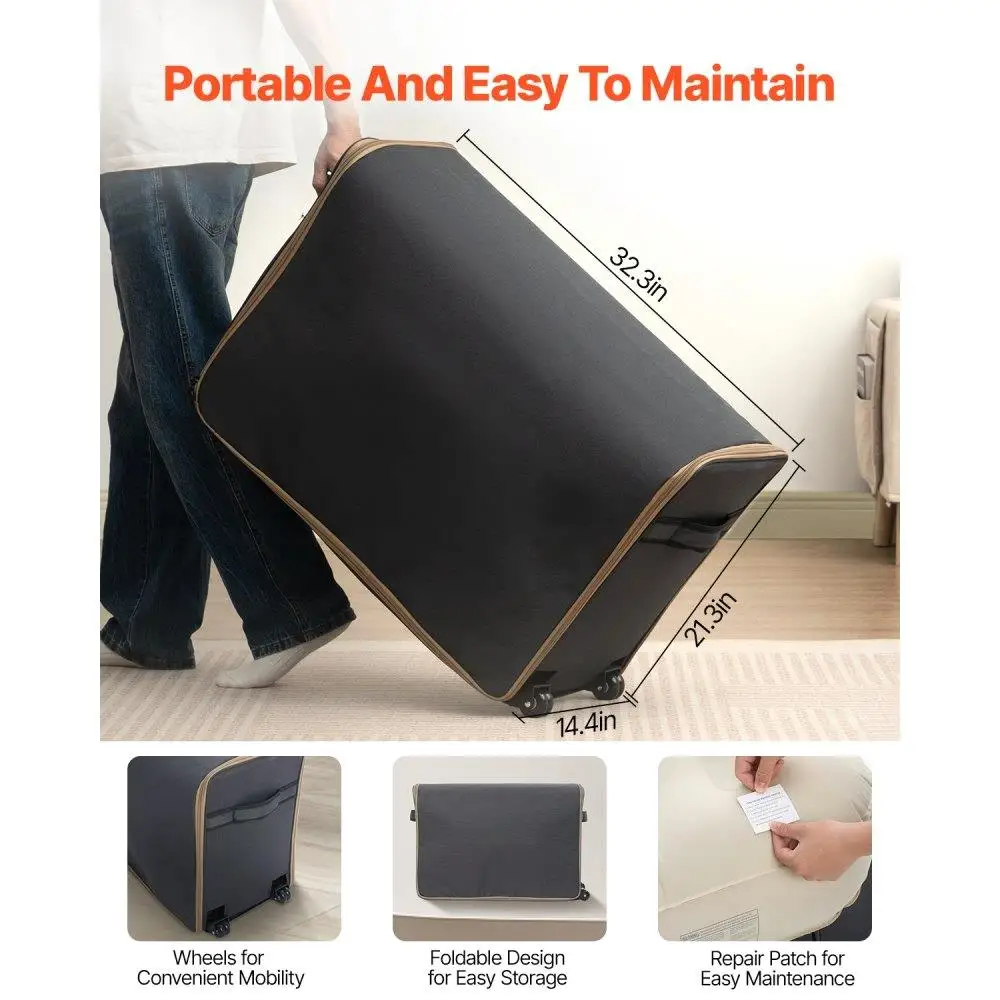 Colchão de ar inflável portátil com estrutura para duas pessoas bomba embutida berço de acampamento leve suporta 600 libras ideal para