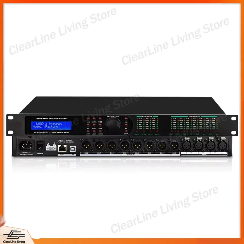 4 In 8 Out Digital Speaker Processor DSP Audio Manager Feedback Suppressor Professional PA System Sound Equalizer for Concert