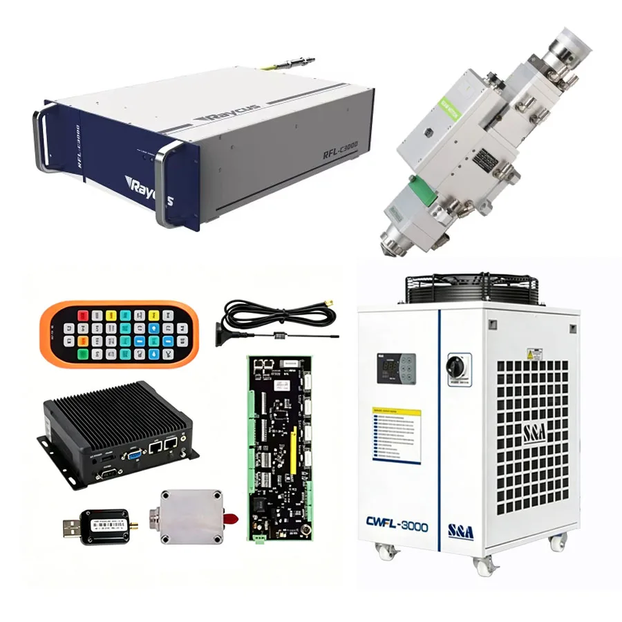 Raycus XC3000 Plus laser cutting control system Raycus 1500W/2000W/3000W laser source BM110 laser cutting head and cooling devic