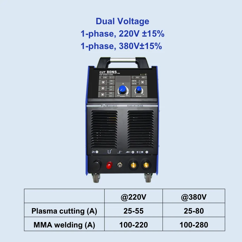 CUT 80 Portable 200V/380V 50/80A Signal 1-Phase Plasma/MMA 2-in-1 Welding Cutter With Built-in Compressor For Steel Material