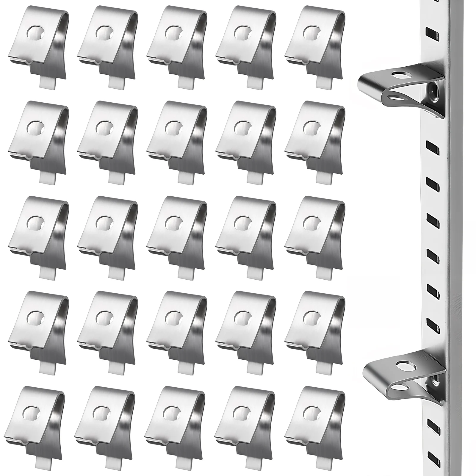 

50 pcs Sturdy Brackets for Wire Shelving Stainless Steel Clips Pegs Track System Stainless Steel Metal Shelf Clips Storage Home
