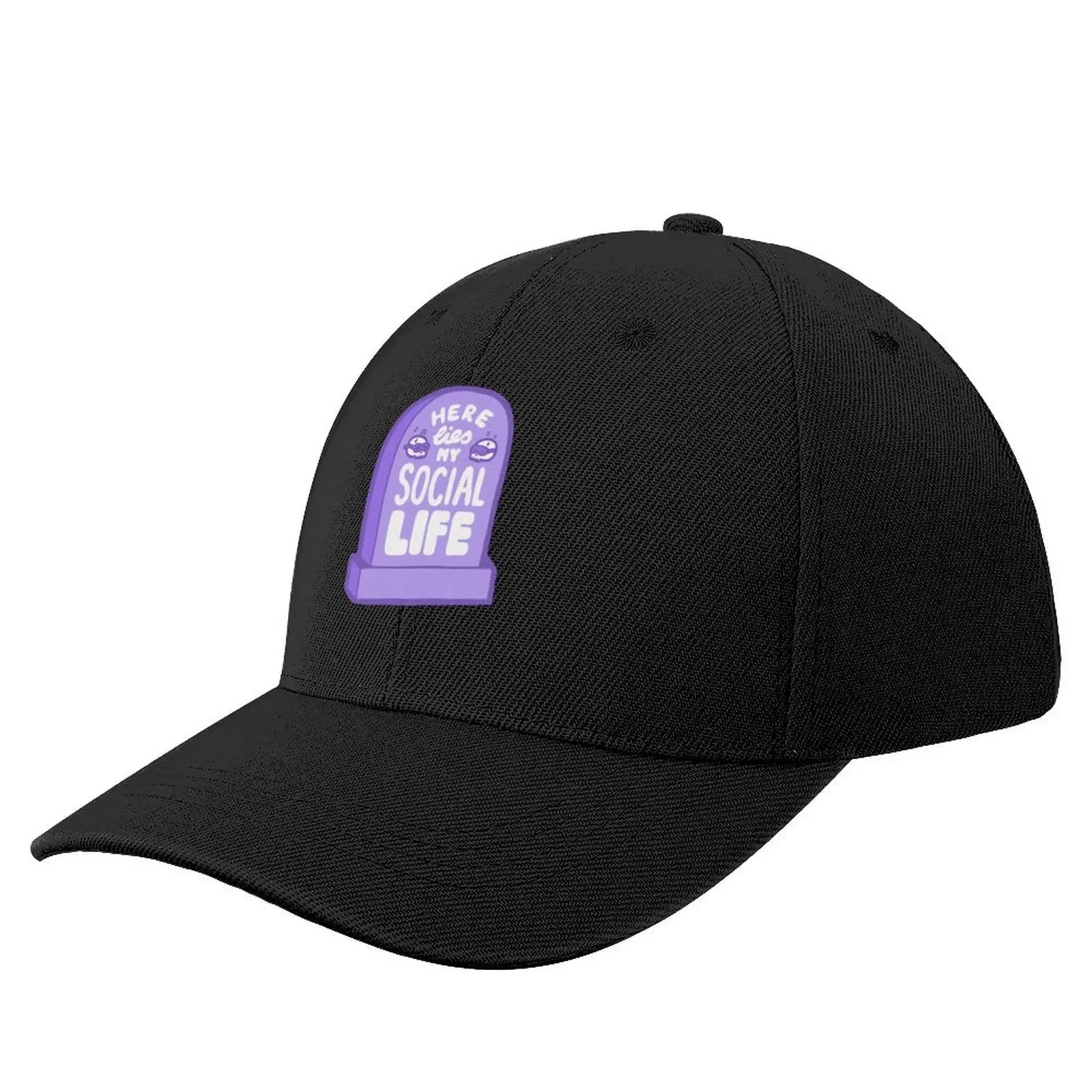 

Here Lies My Social Life in Lilac Baseball Cap Rave Luxury Brand dad hat Horse Hat Women's Beach Outlet Men's