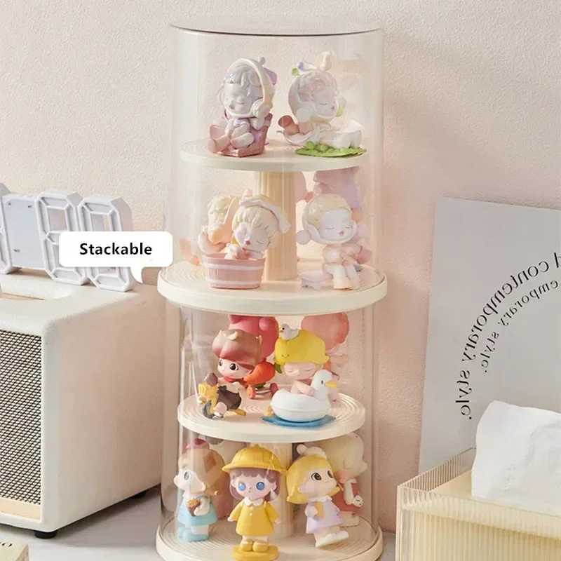 

360° Rotation Blind Box Doll Storage Display Rack Action Figures Display Box Storage Box Dustproof Anime Display Showcase
