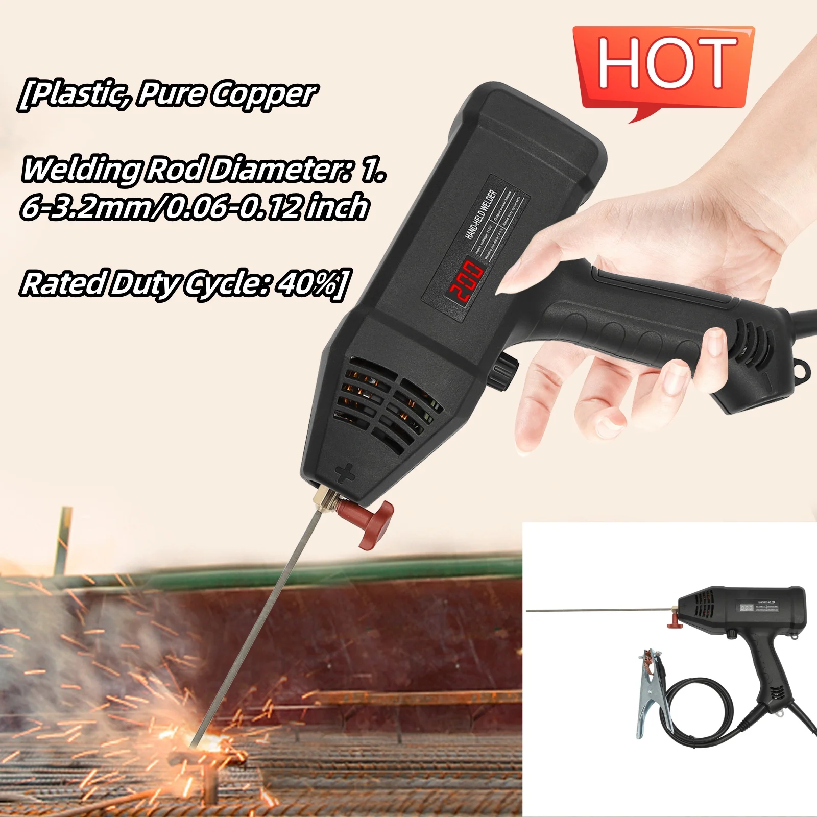 Portable Welding Machine Hand-held Stick Welder Gun With LED Digital Display 3000W 110/220V