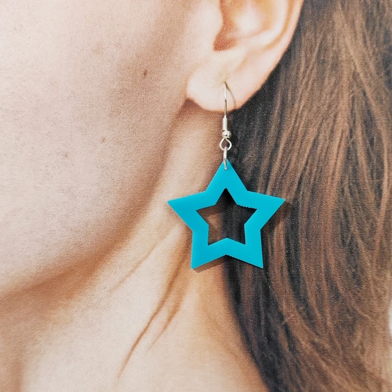 KUGUYS Hollow Out Colours Star Drop Earrings for Women Neon Acrylic Jewelry Sample Trendy Accessories