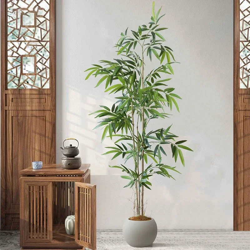 Palmera Artificial Grande de 70-150 cm, Plantas Tropicales Artificiales, Hojas de Bambú de Plástico, Follaje de Bambú Grande para Decoración del Hogar, Jardín y Tienda