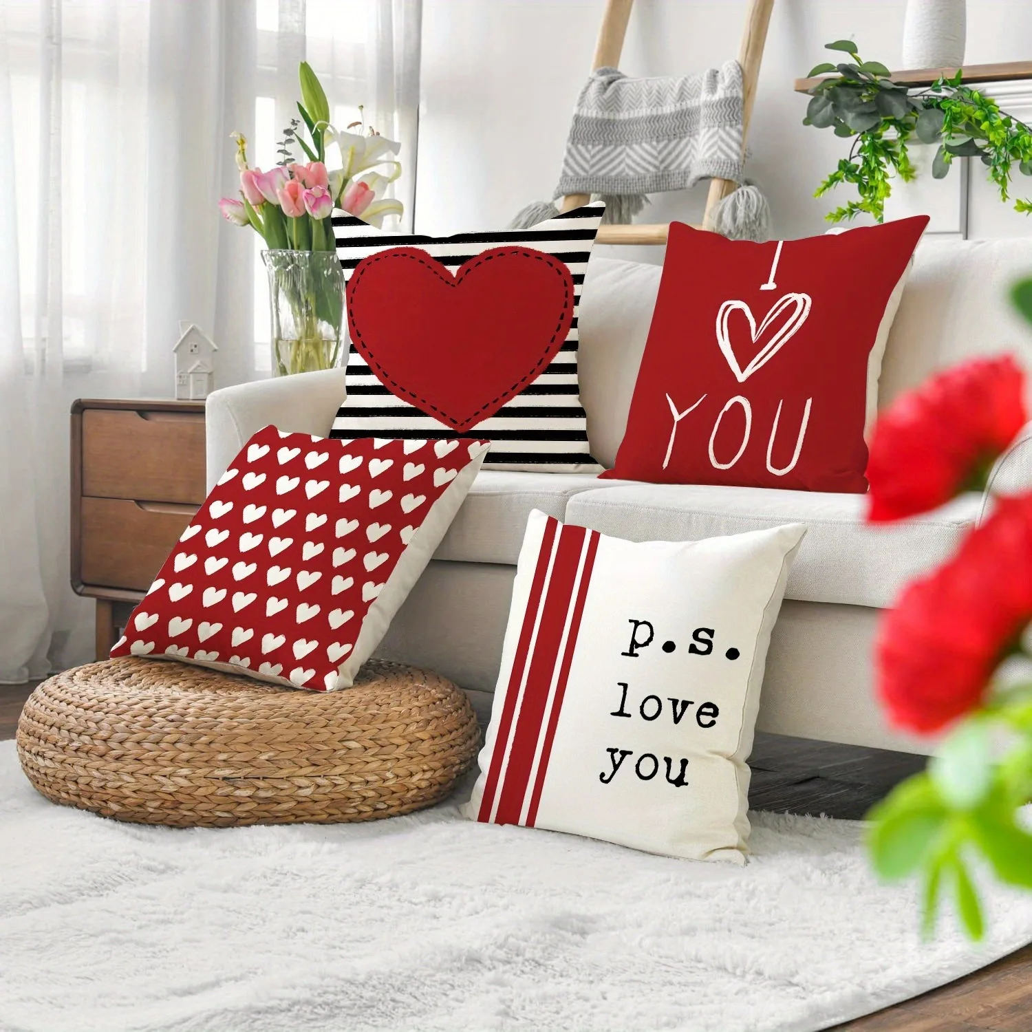 Valentine's Day decoration pillowcase romantic sweet home room decoration love pattern printing Sofa cushion cover