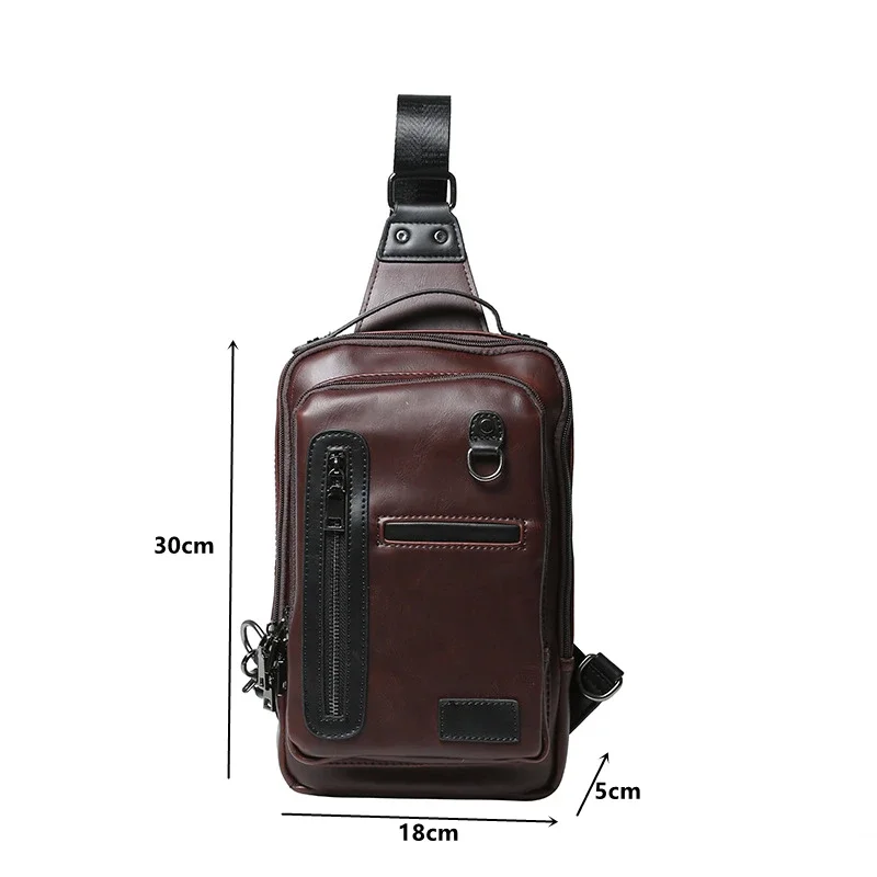 Imagem -06 - Luxo Crazy Horse Couro Peito Bolsa Masculino Design de Moda Bolsa de Peito Pacote de Grande Capacidade Crossbody Bolsa Masculino Bolsas Bolsas