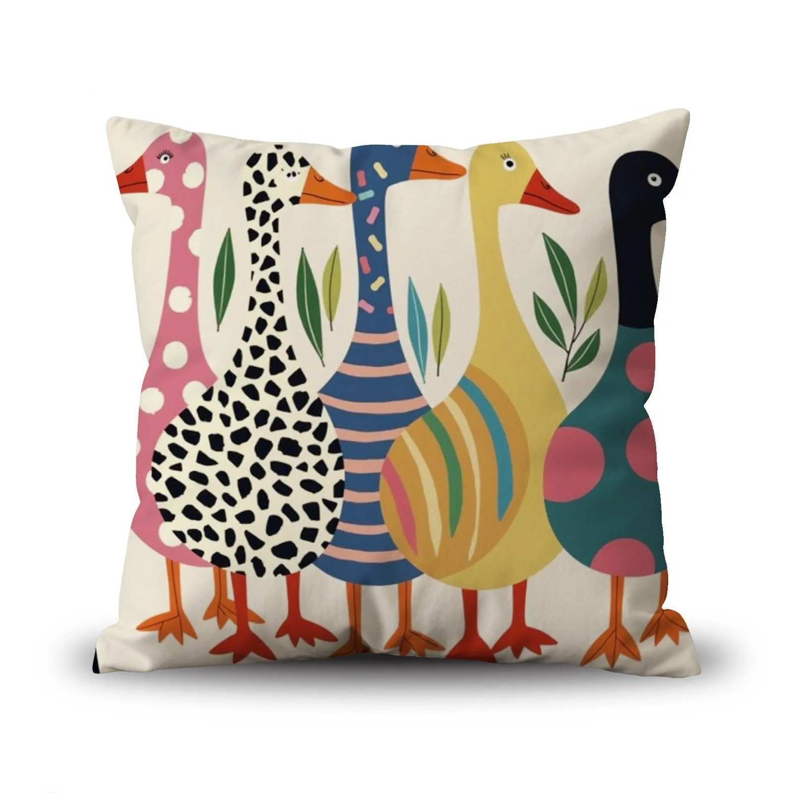 2D Printed Whimsical Duck Pattern Pillowcase, Double-Sided Design, Multiple Specifications Available, Playful Colorful Duck Motif, Suitable for Home Decoration, Soft Fabric Cushion Cover, Stylish Bedding Accessory