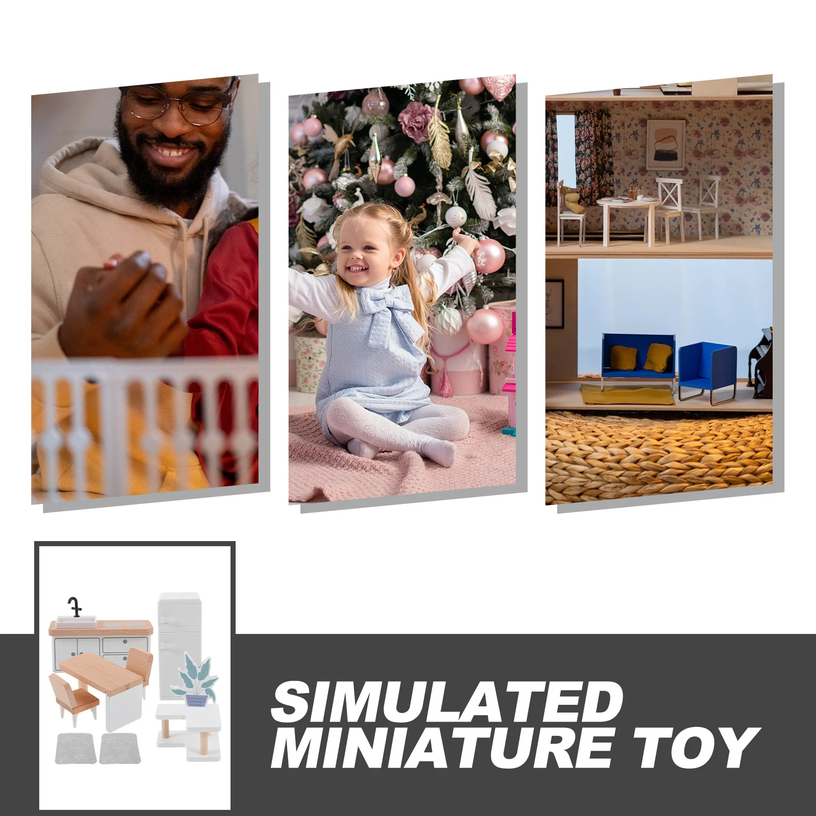 1 세트 미니 나무 주방 가구 장식 사랑스러운 시뮬레이션 미니 하우스 액세서리 현실적인 내마모성 장식 미니어처