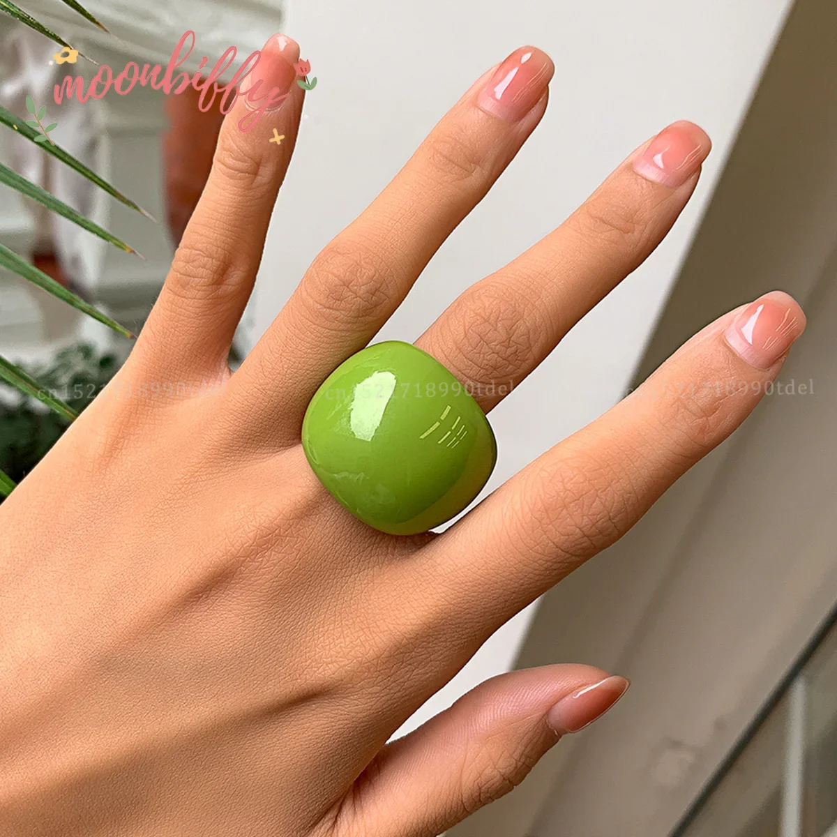 Anillos gruesos geométricos acrílicos transparentes coreanos para mujer, anillos para nudillos de resina de arcoíris coloridos, joyería
