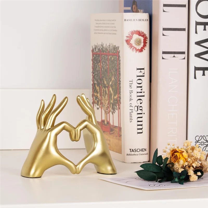

FYBL-Gold Heart Hands Sculpture,Wall Gold Decor Living Room,Table Statue Accent,Bedroom Accessories Teen Girl Gift Girlfriend