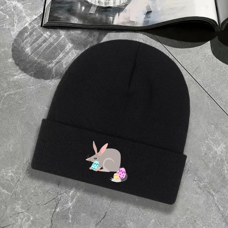 

Winter Fashion Cartoon Little Mouse Print Warm Knitted Hat for Men and Women, Outdoor Essential Item, Cold-Proof Knitted Hat