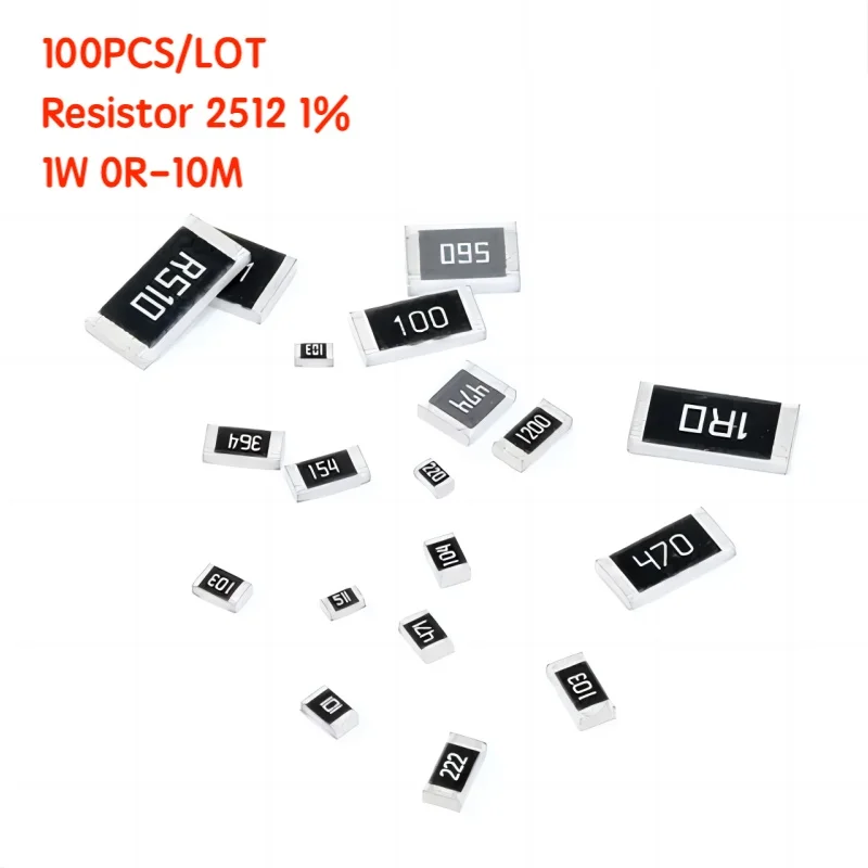 100PCS Resistor 2512 1% 1W 0R-10M 0R ohm ~ 10M ohm Resistor Kit Assorted Kit Sample Kit 0R 10R 100R 1K 2.2K 33K 4.7K 1M 10M