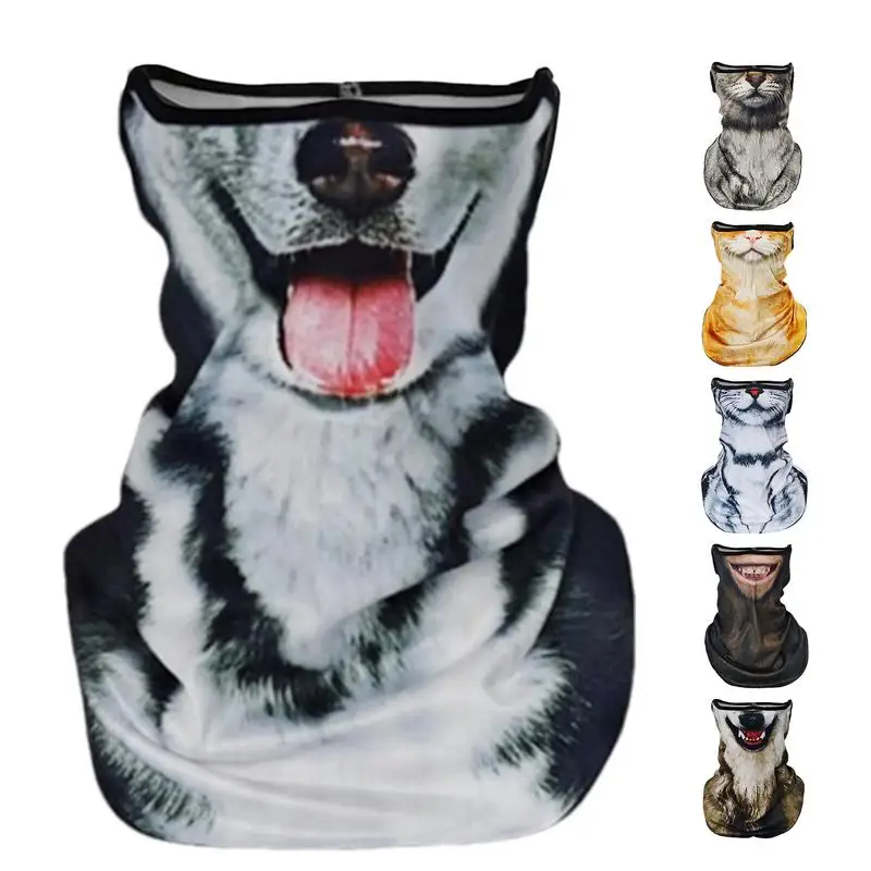 

3D Animals Magic Scarf Breathable Neck Warmer Gaiter For Riding Hanging Ear Motorcycle Animals Face Masks Moto Accessories