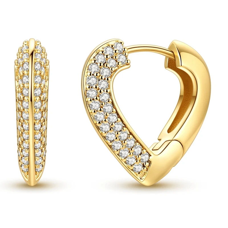 925 Sterling Silber Ohrringe für Damen CZ Zirkon Vergoldete Herz-Ohrringe Funkelnde Ohrringe Hochzeits-Jahrestags-Geschenke