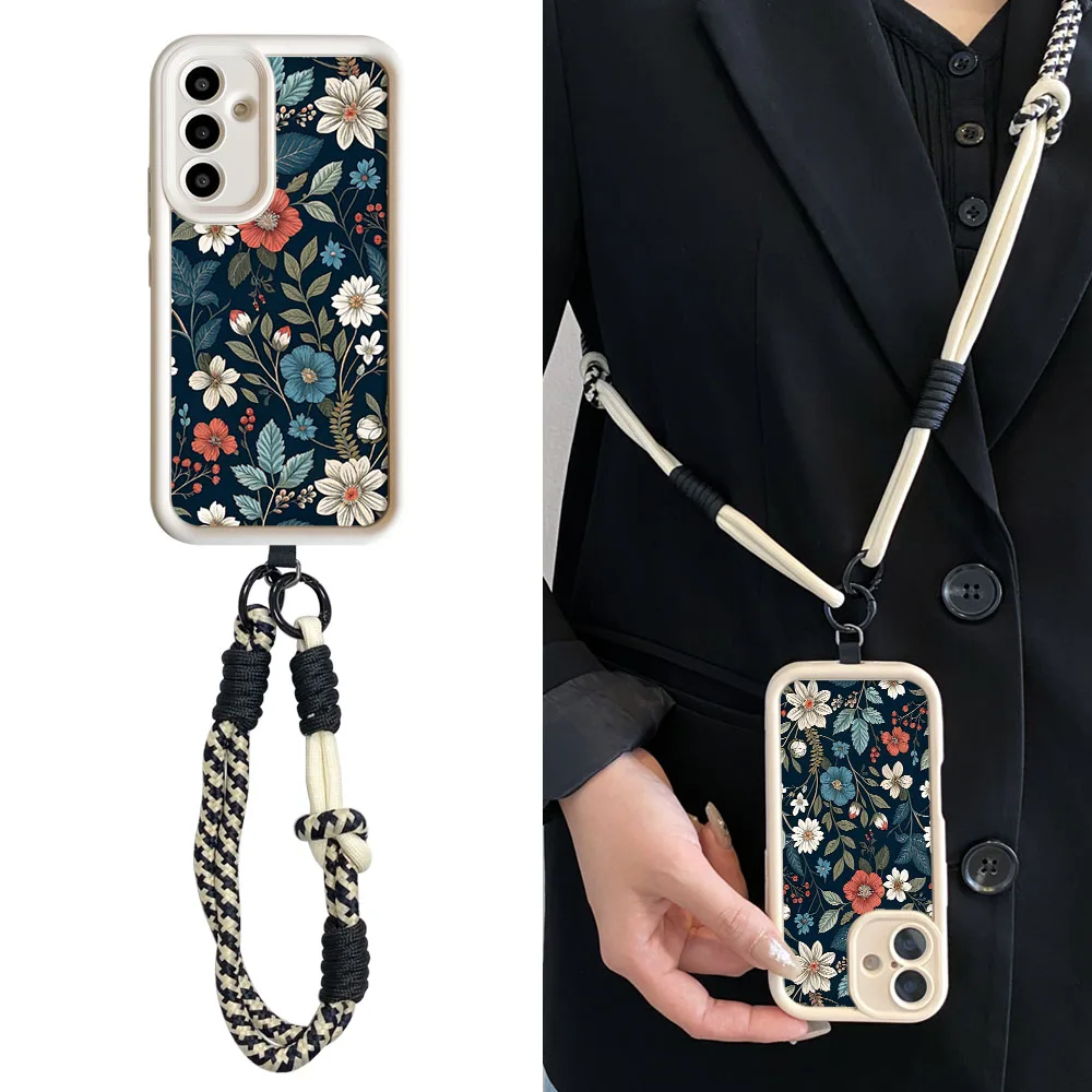 Ypm5 زهرة النباتات Crossbody حبل طويل الحبل الحال بالنسبة آيفون 16 15 14 13 12 11 17 برو ماكس XS ماكس XR 7 8 زائد غطاء الهاتف