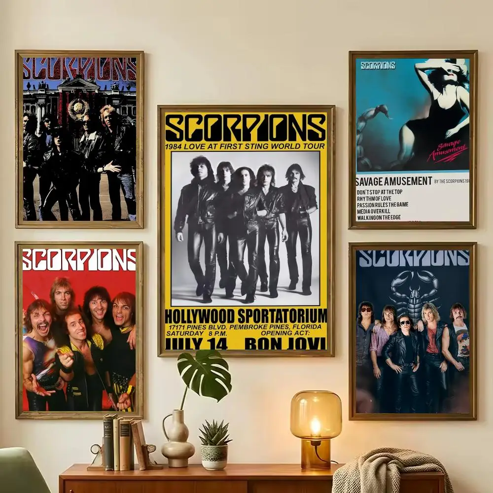 Hard Rock S-Scorpions Band Heavy Metal Painting Calligraphy Stylish Wall Art Poster, Bedroom Living Room Home Decor Gift