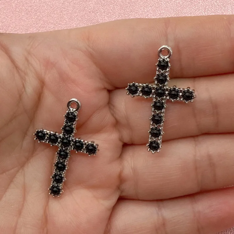 10pcs Korean version diamond cross pendant DIY alloy jewelry accessories necklace bracelet keychain pendant view 4