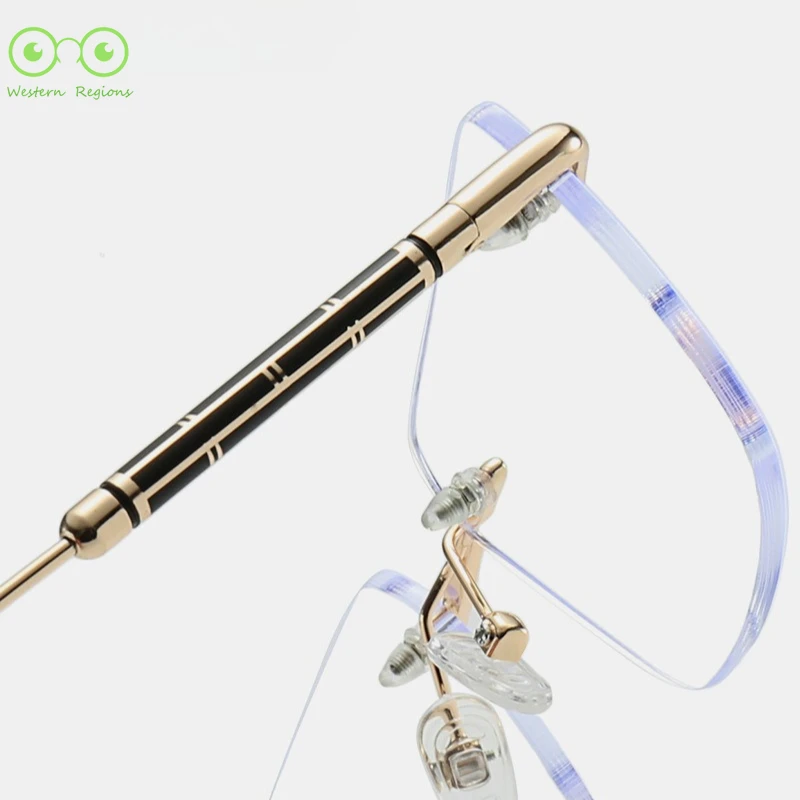 إطار نظارات للرجال والنساء لعامل مكتب الأعمال، إطار معدني مربع بدون حواف، نظارات مضادة للضوء الأزرق