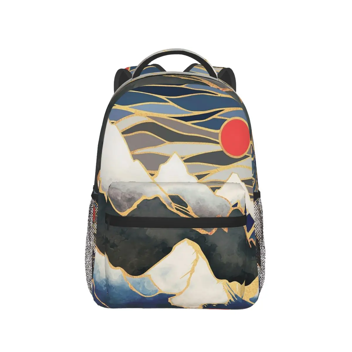 

Red Sun And Mountain Ink Art Backpack Hot Sale Daypack Large Capacity Boys Girls BookBag School Bag Shoulder Bags for Men Women