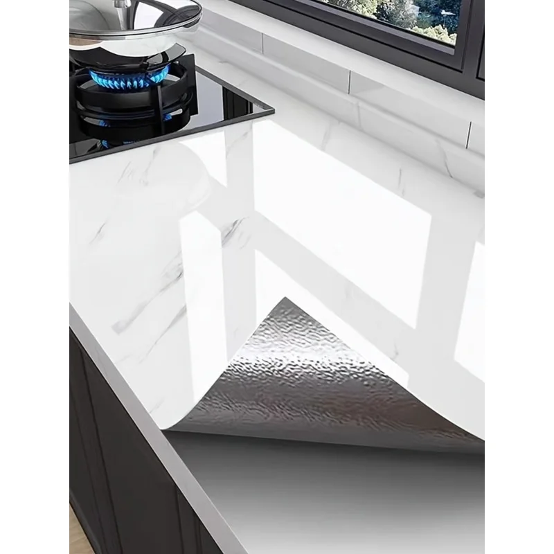 40cm Kitchen Self-adhesive Wall Adhesive Wallpaper Marble Pattern Pvc Home Decorations Oil-proof Water-proof Luxury Home Decor