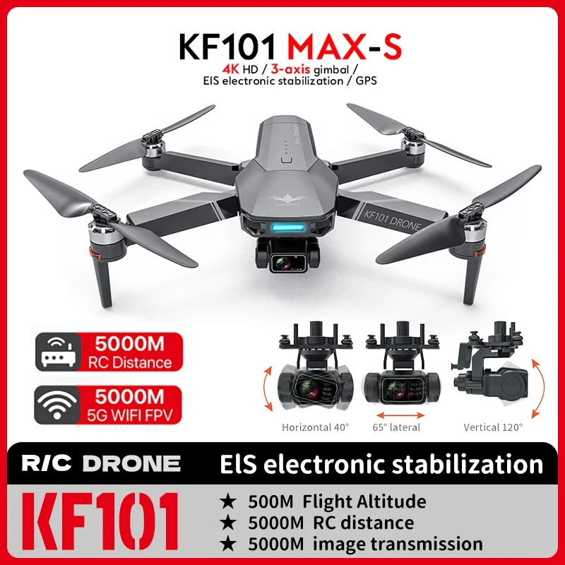 

KF101 MAX-S 5KM GPS Drone 4K Camera with 3-Axis EIS Anti-Shake Gimbal Professional Quadcopter Brushless WiFi FPV Dron RC Toy