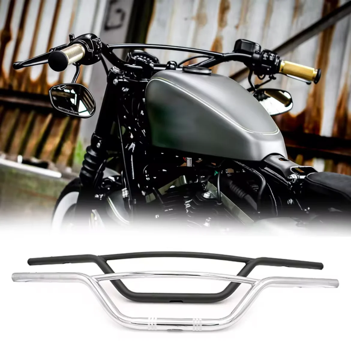 Manubrio moto retrò 22mm 25mm per Harley Sportster XL883 XL1200 X 48 Dyna Softail Chopper Cafe Racer
