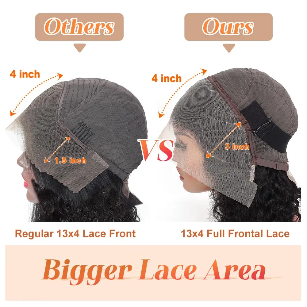 شعر مستعار قصير بموجة ماء بدانتيل أمامي للنساء ، شعر بشري بوب ، شعر مستعار مجعد عميق ، كثافة ، 13 × 4 ، 8 بوصة ، 10 بوصة ، 12 بوصة ، 14 بوصة ، 16 بوصة