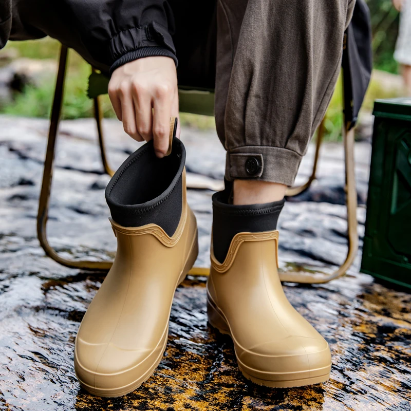 

Women's Adult Water Boots: Stylish Rain Shoes for Outdoor Wear, Rubber Shoes, Waterproof Galoshes, Short-cylinder Rain Boots