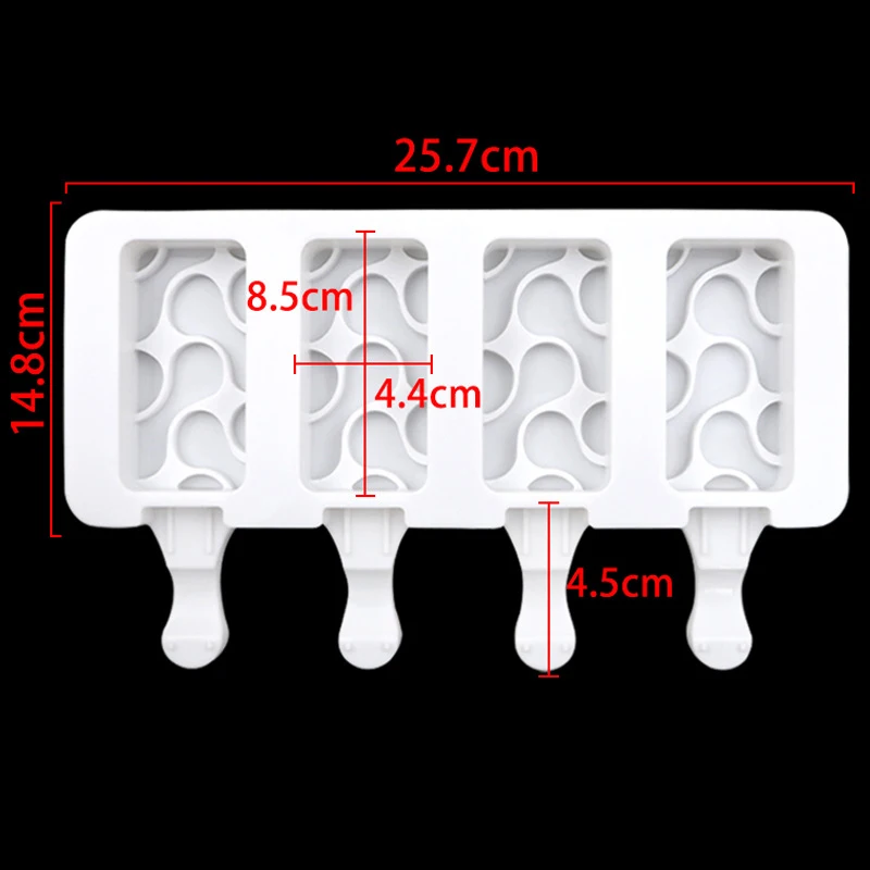 4 consecutive large water pattern ice cream molds, handmade popsicle molds, DIY ice making molds, not equipped with sticks