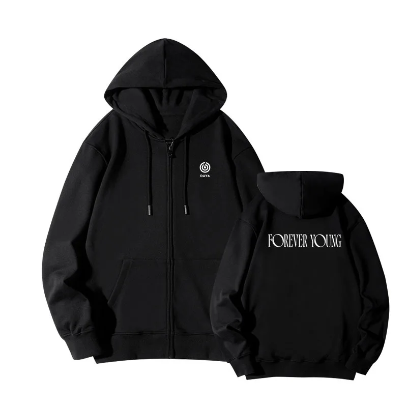 

KPOP DAY6 World Tour FOREVER YOUNG Zip Up Hoodie Women Men Harajuku Sweatshirt Streetwear Hip Hop Zipper Hooded Jacket Outerwear