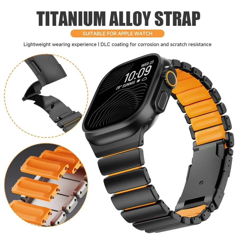 

Ultra3 Rubber Steel Watch Band Compatible with Apple iWatch S11 Stainless Steel Metal Strap Durable Replacement Smart Watch Band