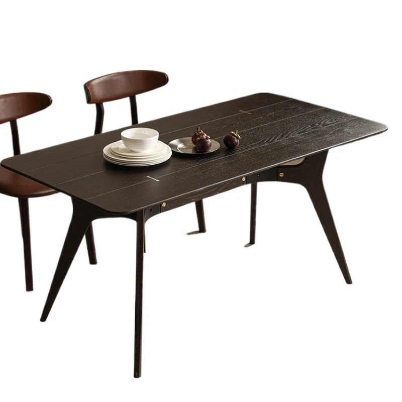 Nordic light industrial style cast iron imported solid oak smoke color dining table bench