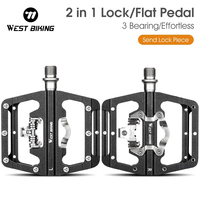 WEST BIKING Bicycle Pedals 2 In 1 Anti-slip SPD Self-Locking Pedal 3 Bearings MTB Road Bicycle Pedals Cycling Part Accessories