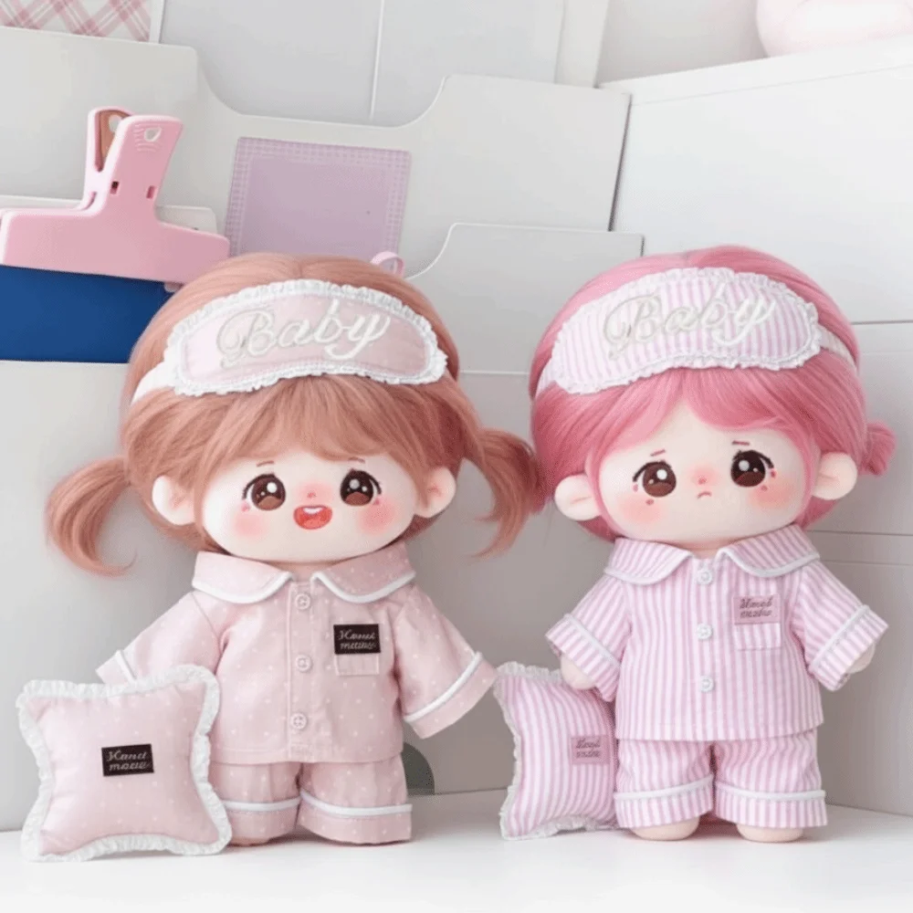 1 مجموعة منامة 20 سنتيمتر ملابس دمى القطن قناع عين الزي ملابس دمية القطن مع وسادة موضة ملابس دمى أفخم #3