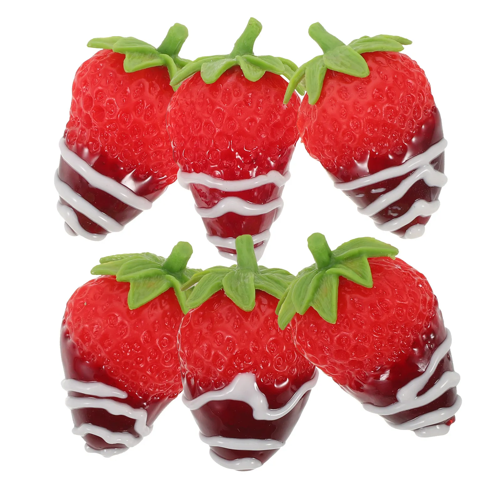 

Набор из 6 искусственных клубничных ягод - реалистичные красные клубнички для декора кондитерских, ресторанов, фотосессий и оформления витрин
