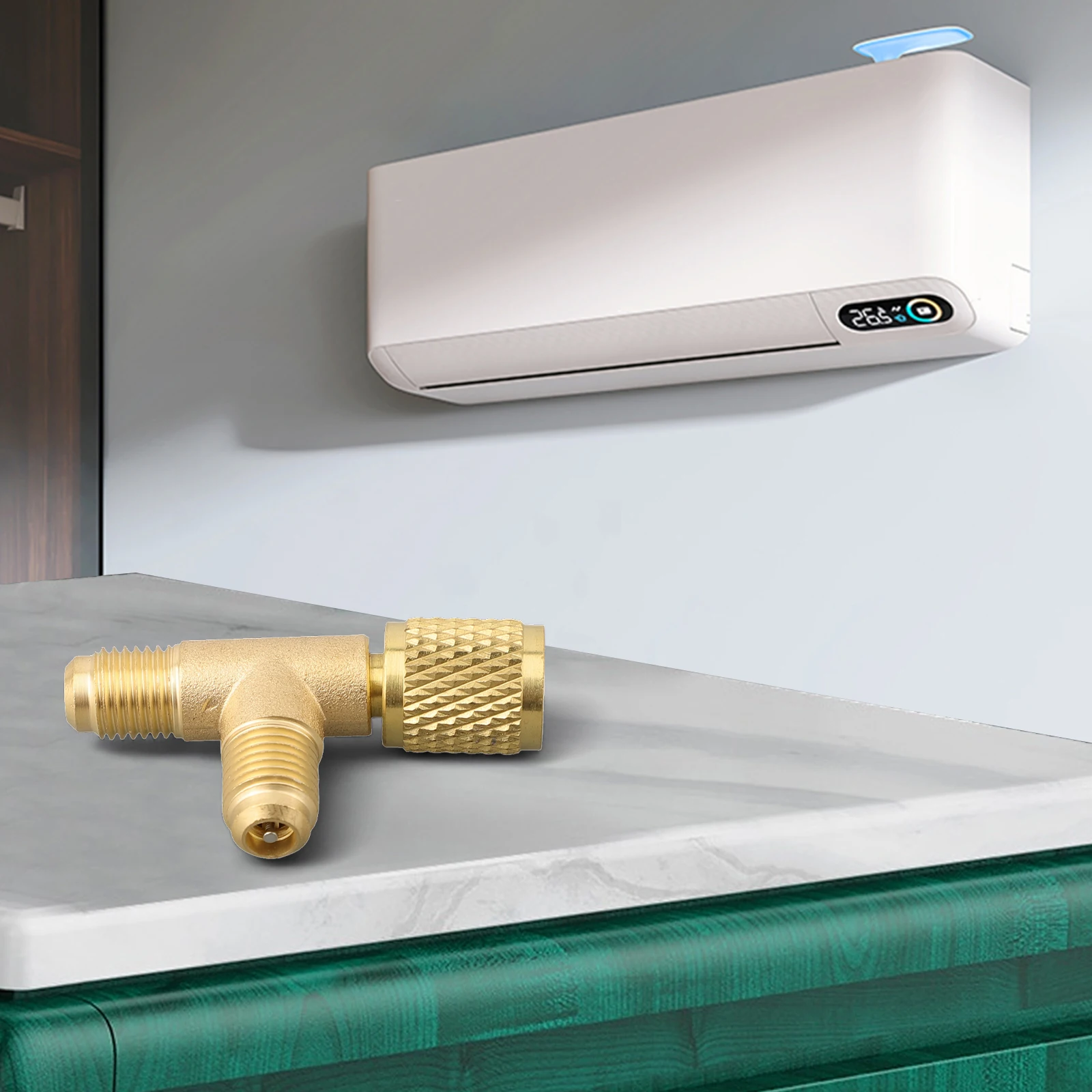Adattatore a T professionale a connessione rapida con valvola in ottone 1/4 SAE per un efficiente accesso R22 R12 R134 forte e