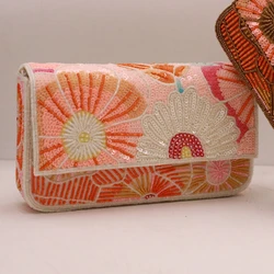DOYUTIG Indian Handmade Nail Beaded Shoulder Bag Spring & Summer Daisy Shape Clutches Women Vintage Shiny Beaded Party Bag N015