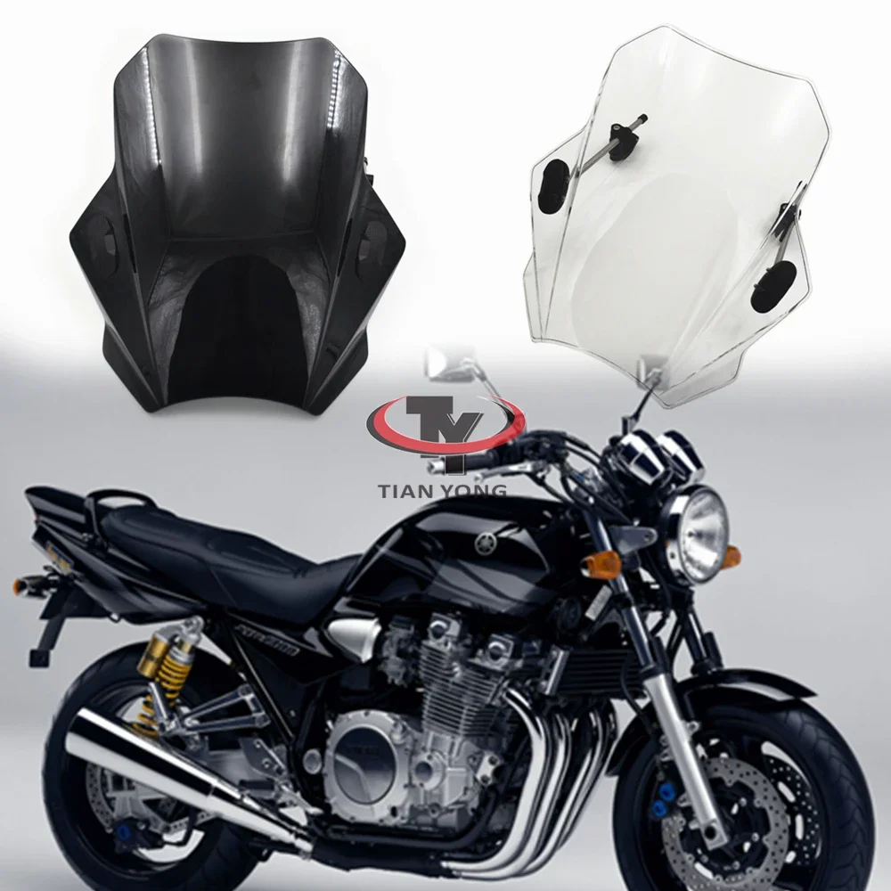 High Quality Wind Deflectore Motorcycle For XJR-1300 XJR1300 With support frame Windscreen Black Clear Windshield